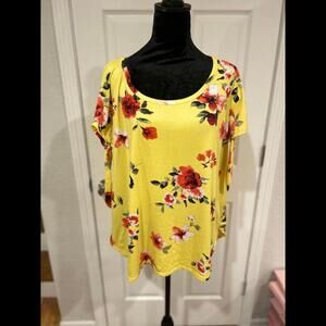 New York Laundry Yellow Floral Tie Knot Sleeve Blouse